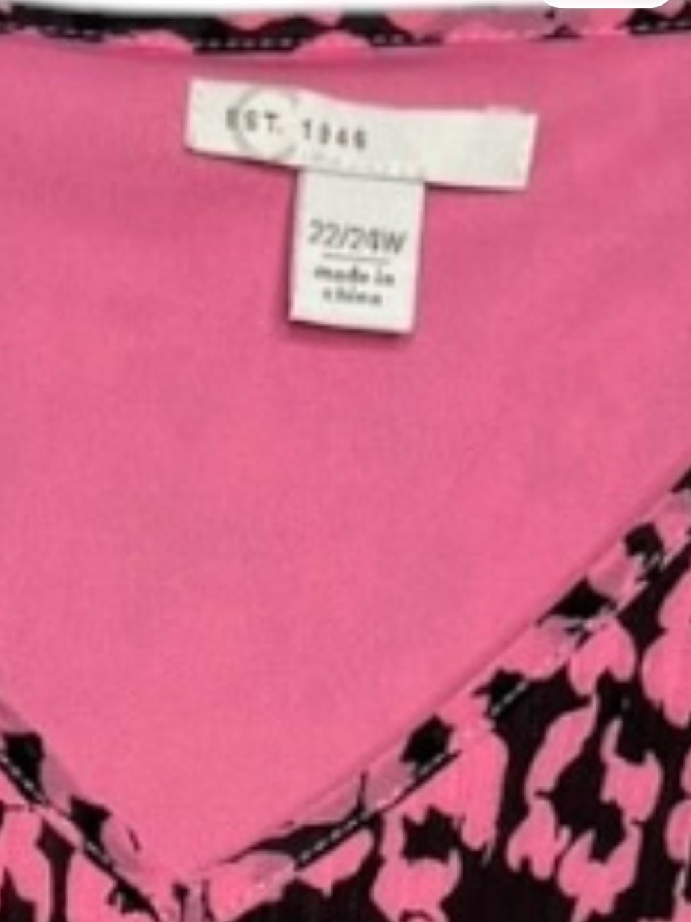 Women's Pink Animal-Print V-Neck Blouse Size 22/24 - Picture 10 of 10